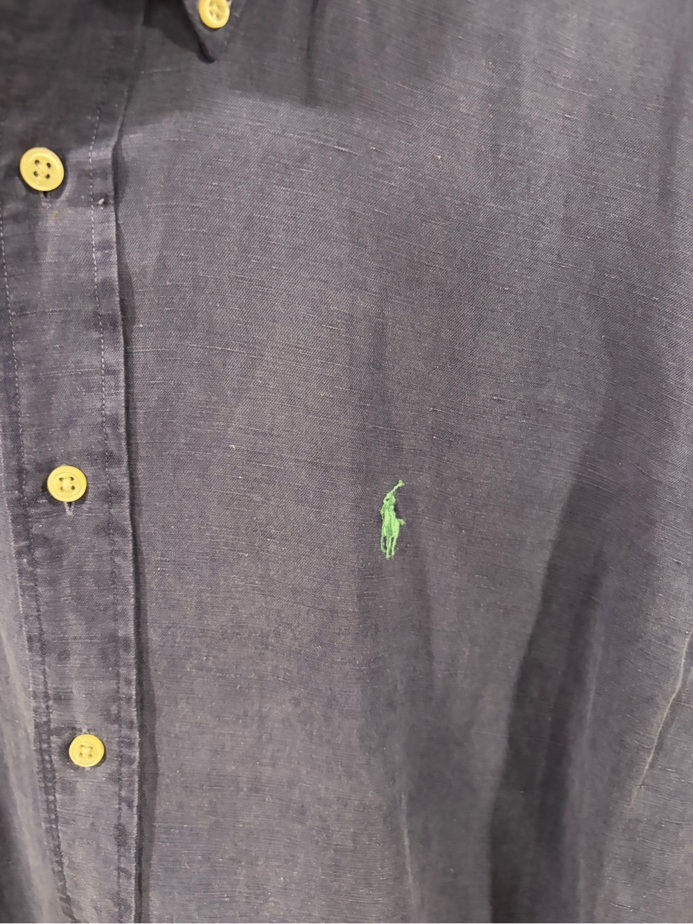Ralph Lauren Button-Down Long Sleeve Shirt in Navy with Teal Pony - Picture 2 of 5